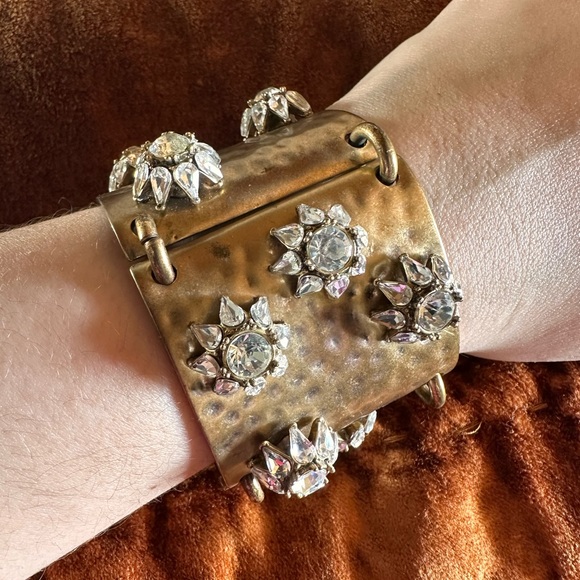 JCrew Hammered Rhinestone Starburst Cuff - Picture 1 of 4